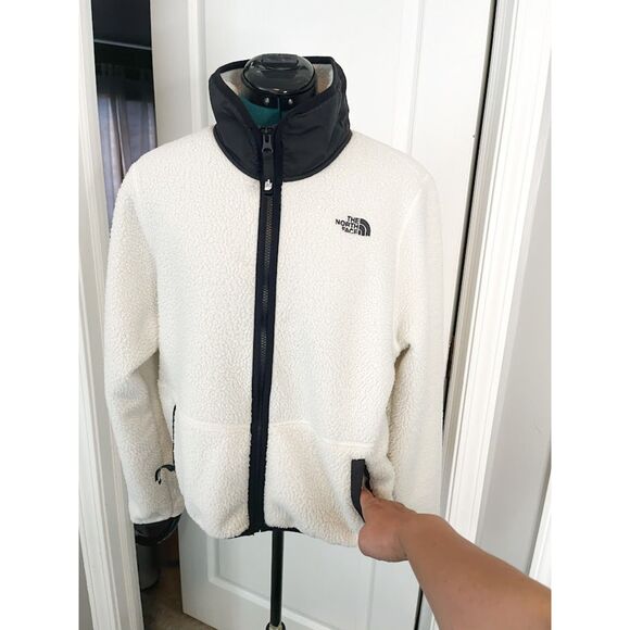 The North Face Fleece Sherpa Full Zip Contrast Trim Collar Pocket Cozy Jacket - Picture 4 of 16